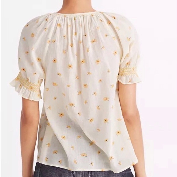 NWT Madewell Smocked Button Up Top in French Daisy XS - Picture 3 of 7